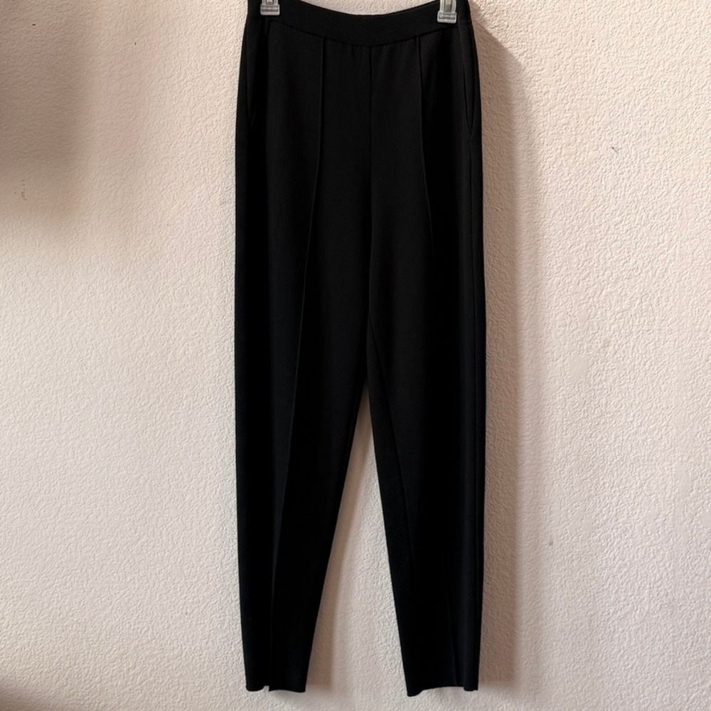 Lafayette 148 New York Knit Pants Wool Rayon Womens 40 Black Pintuck Pull On